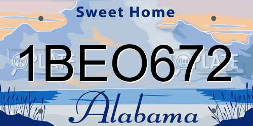 1BEO672 Alabama License Plate