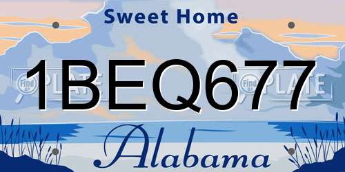1BEQ677 Alabama License Plate