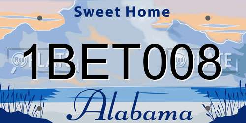 1BET008 Alabama License Plate