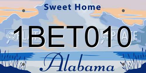 1BET010 Alabama License Plate