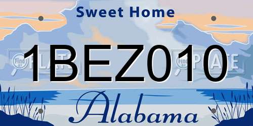 1BEZ010 Alabama License Plate