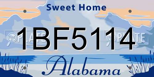 1BF5114 Alabama License Plate