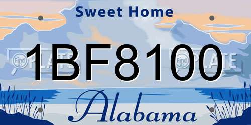 1BF8100 Alabama License Plate