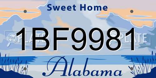1BF9981 Alabama License Plate