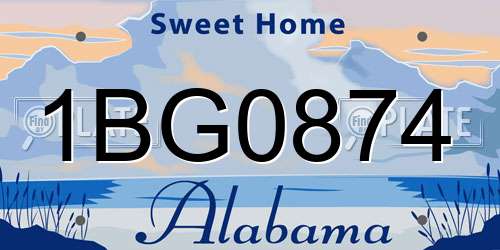 1BG0874 Alabama License Plate