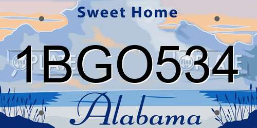 1BGO534 Alabama License Plate