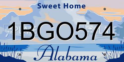 1BGO574 Alabama License Plate