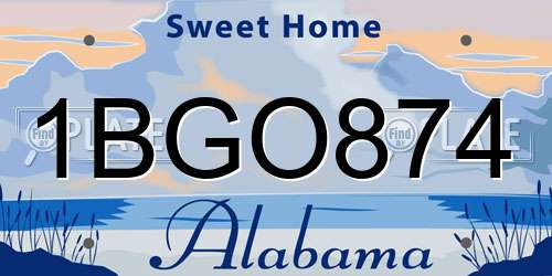 1BGO874 Alabama License Plate