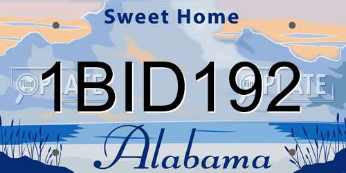 1BID192 Alabama License Plate