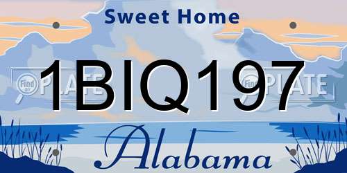 1BIQ197 Alabama License Plate