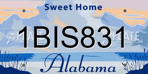 1BIS831 Alabama License Plate