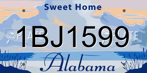 1BJ1599 Alabama License Plate