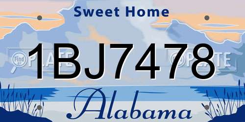 1BJ7478 Alabama License Plate