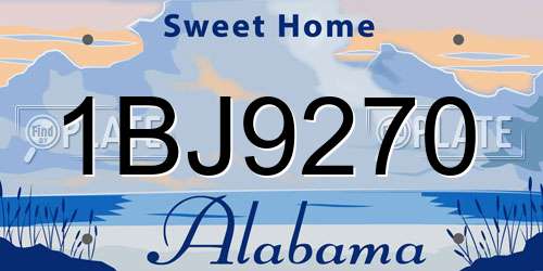 1BJ9270 Alabama License Plate