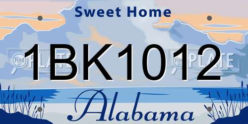 1BK1012 Alabama License Plate