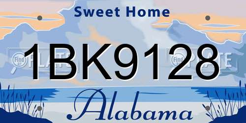 1BK9128 Alabama License Plate