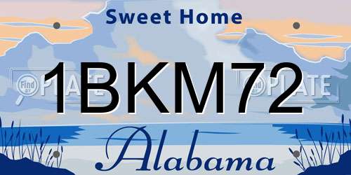 1BKM72 Alabama License Plate