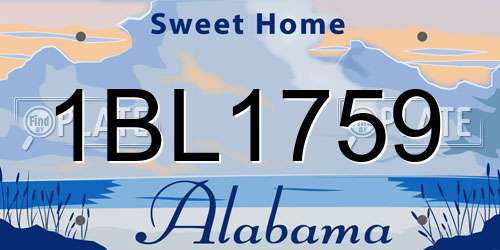 1BL1759 Alabama License Plate