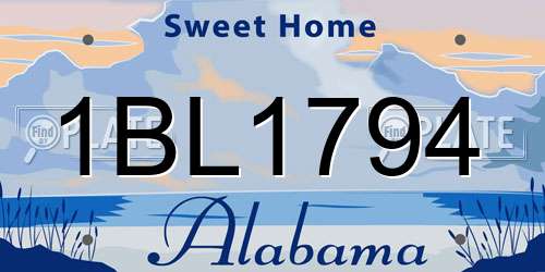 1BL1794 Alabama License Plate