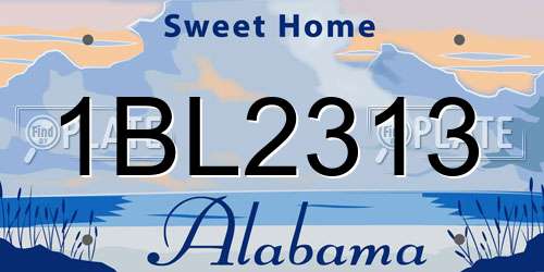 1BL2313 Alabama License Plate