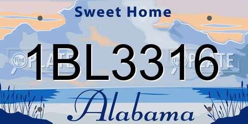 1BL3316 Alabama License Plate