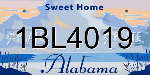 1BL4019 Alabama License Plate