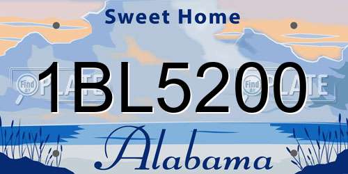 1BL5200 Alabama License Plate