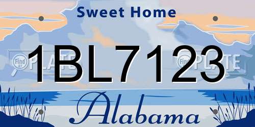 1BL7123 Alabama License Plate