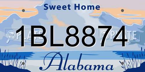 1BL8874 Alabama License Plate