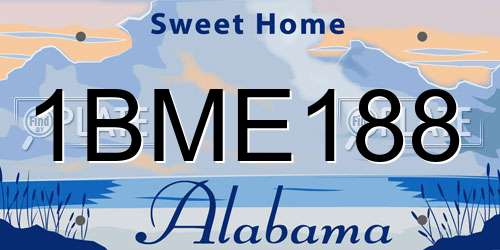 1BME188 Alabama License Plate