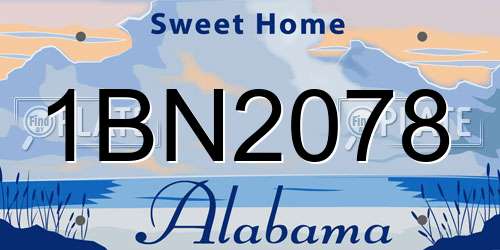 1BN2078 Alabama License Plate