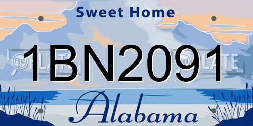 1BN2091 Alabama License Plate