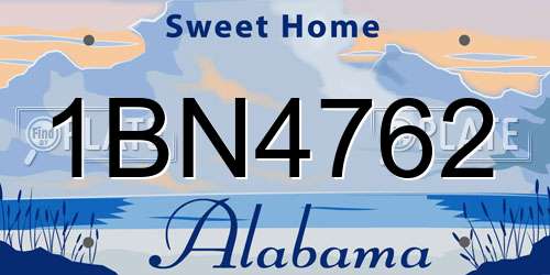 1BN4762 Alabama License Plate