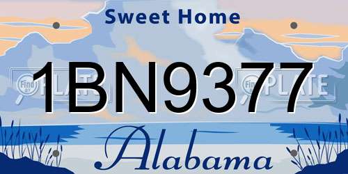 1BN9377 Alabama License Plate