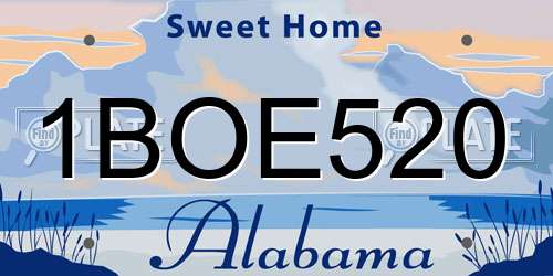 1BOE520 Alabama License Plate