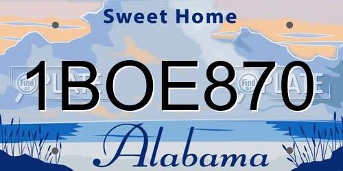 1BOE870 Alabama License Plate
