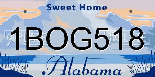 1BOG518 Alabama License Plate