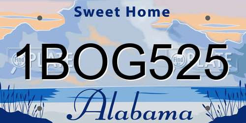 1BOG525 Alabama License Plate