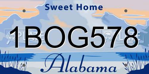 1BOG578 Alabama License Plate