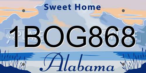 1BOG868 Alabama License Plate