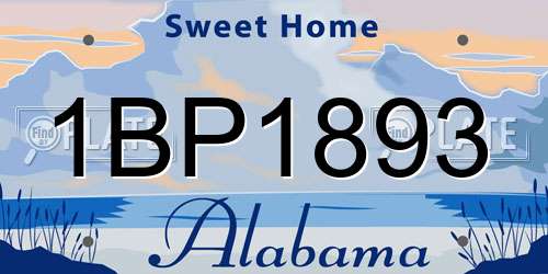 1BP1893 Alabama License Plate