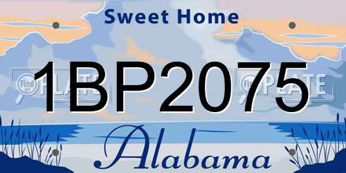 1BP2075 Alabama License Plate