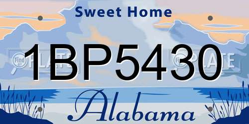 1BP5430 Alabama License Plate