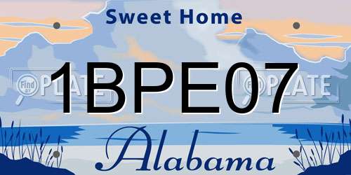 1BPE07 Alabama License Plate