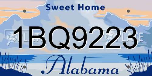 1BQ9223 Alabama License Plate