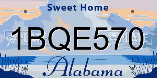 1BQE570 Alabama License Plate