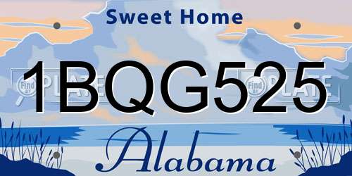 1BQG525 Alabama License Plate