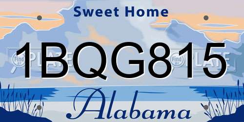 1BQG815 Alabama License Plate