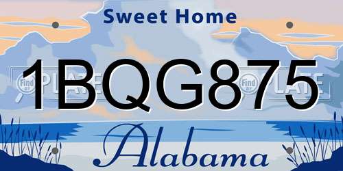 1BQG875 Alabama License Plate