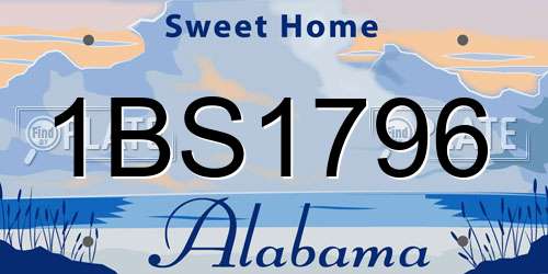 1BS1796 Alabama License Plate